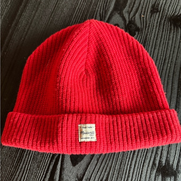 Madewell Accessories - Red Ribbed Knit Beanie by Madewell